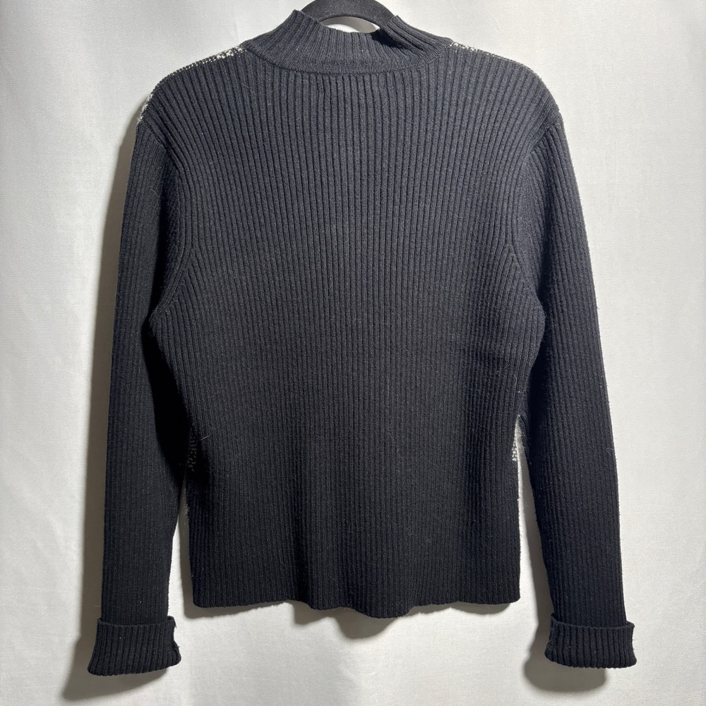 Pendleton Womens Black White Plaid Zip Up Sweater M Silk Angora Cashmere Wool - Picture 2 of 9